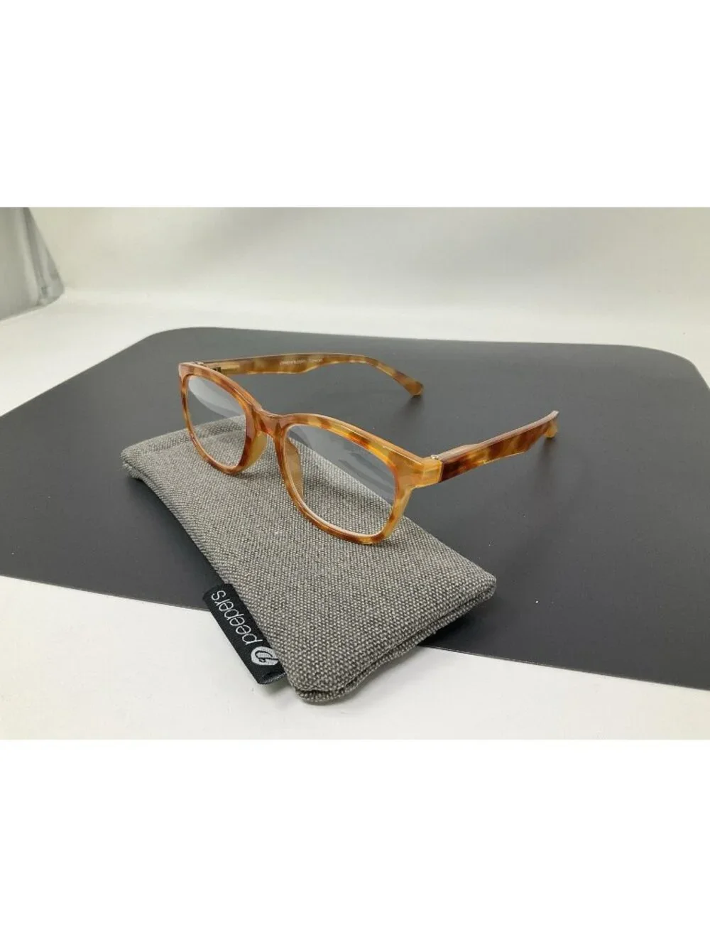 Peepers Last Word Readers +1.00 in Peach Tortoise Shell Gently Used w Case